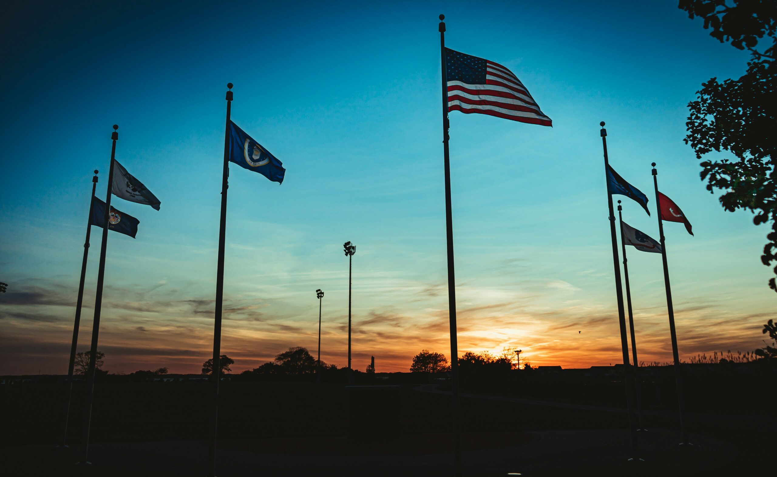blue and white flag on pole during daytime